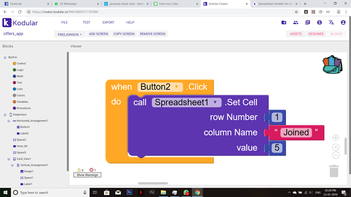 Spreadsheet Airtable Set Cell block problem - Discuss - Kodular Community