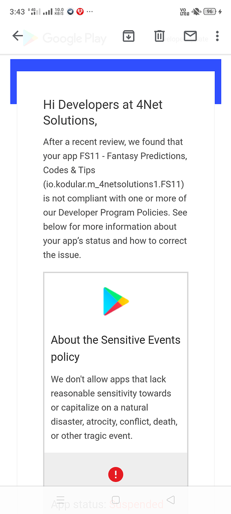 App Suspended From Google Play - Discuss - Kodular Community