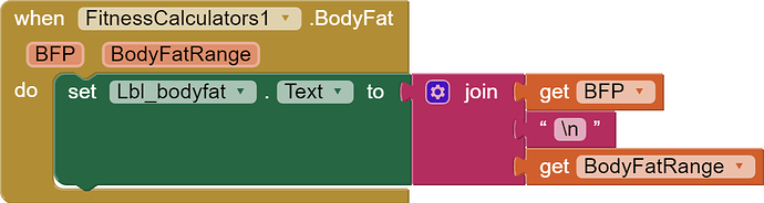 disply body fat and range
