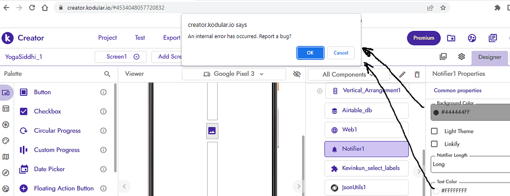 Kodular error when picking color property - Bugs - Kodular Community