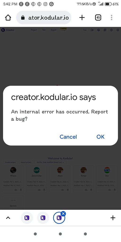 I can’t open my project cause bug error - Discuss - Kodular Community
