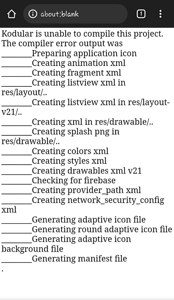 Problem while generate file - Discuss - Kodular Community