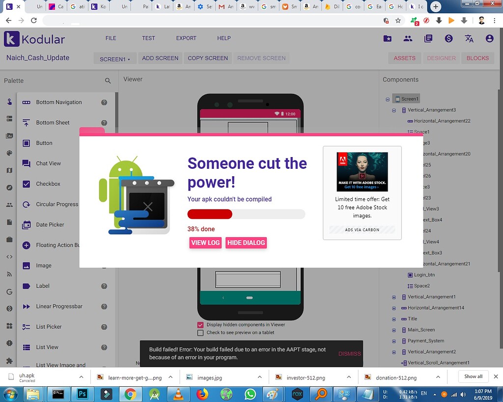 I can't able to compile my app after last update - Discuss - Kodular ...