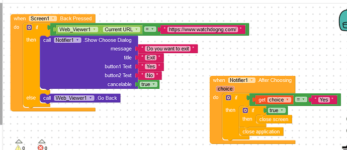 Correct Block for web to app on Kodular
