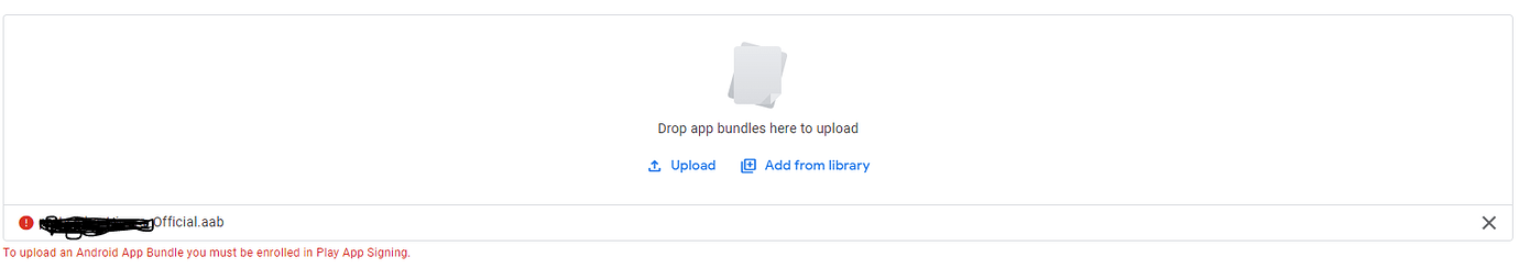 Play Store App Update Error "To upload an Android App Bundle you must ...
