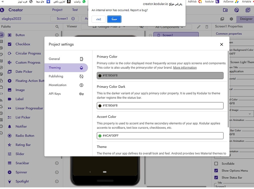 Color bug in theming - Discuss - Kodular Community