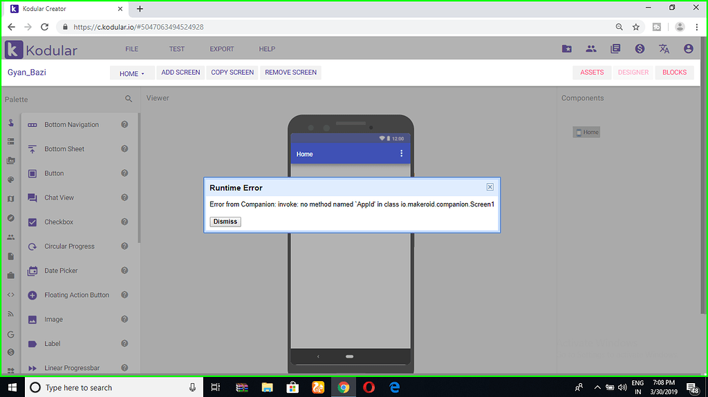 Error In Live Test - Discuss - Kodular Community