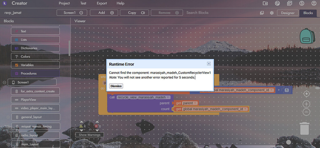 I am not able to add component giving error Cannot find the component ...