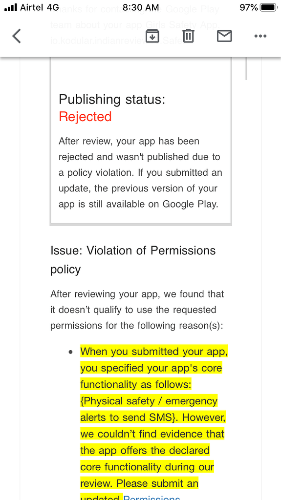 App rejected due violation - Discuss - Kodular Community