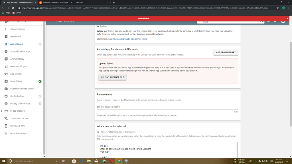 Google Play upload problem with Google Play App Signing - Discuss ...