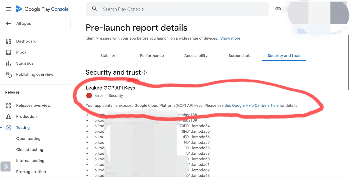 Kodular app Google play upload problem in security and trust. Please ...