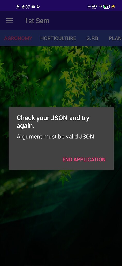 Check your JSON and try again . Argument must be valid JSON - Discuss ...