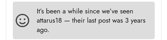 The image shows a message stating that user 'attarus18' has not posted anything in three years. (Captioned by AI)