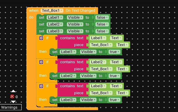 Search function in multiple Labels text - Discuss - Kodular Community