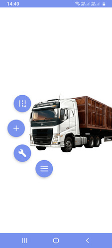A white truck with a large brown container on its trailer is displayed on a white background with four circular icons placed vertically to the left of the truck. (Captioned by AI)