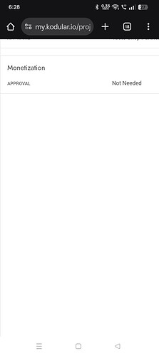 A mobile screen displays a webpage titled 'Monetization' with the status showing 'APPROVAL: Not Needed.' (Captioned by AI)
