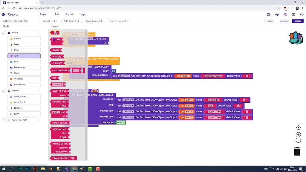Calling the app inventor function from within webview - Guides ...