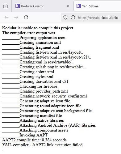 Kodular Insect I have a building error? AAPT2 link execution failed - Bugs - Kodular ...