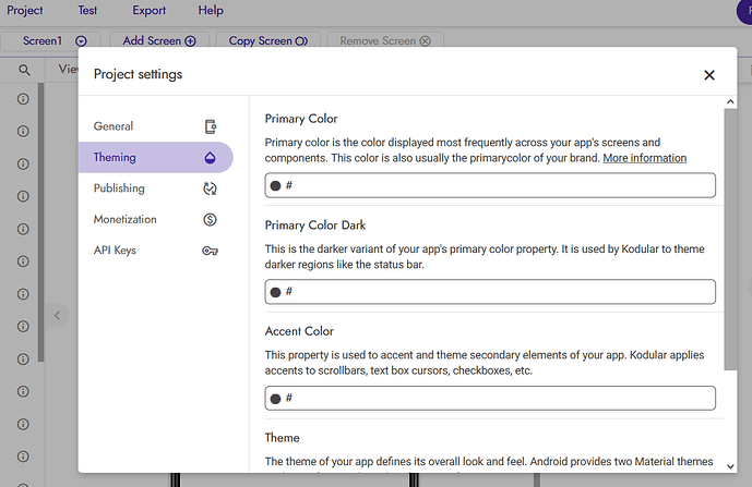 Error in theming color - Discuss - Kodular Community