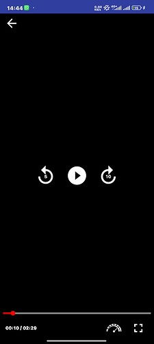 A video player interface on a mobile device displaying a paused video with black screen and replay, play, and rotate icons. (Captioned by AI)