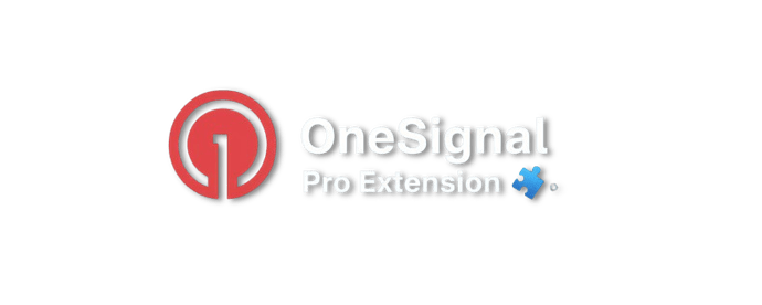 The image shows the logo and name of "OneSignal Pro Extension" with a puzzle piece icon on a black background. (Captioned by AI)