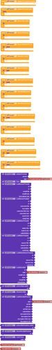 A screenshot of a visual programming interface showing orange and purple blocks connected to create a program that responds to chat commands by fetching user information and displaying it in a structured message with an embedded thumbnail image. (Captioned by AI)