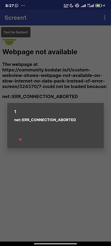 A smartphone screen displays a 'Webpage not available' error message with an ERR_CONNECTION_ABORTED notification. (Captioned by AI)
