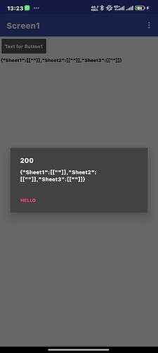 A mobile screen showing a React Native debug screen with a JSON response and a 200 status code. (Captioned by AI)