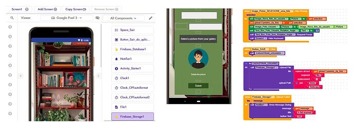 Blocos de Firebase Storage upload