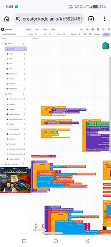A screenshot of a block-based coding interface showing various code blocks for programming, with different colored sections representing different functions or instructions. (Captioned by AI)