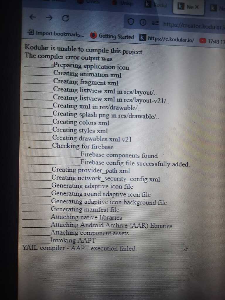 AAPT execution failed. - Bugs - Kodular Community