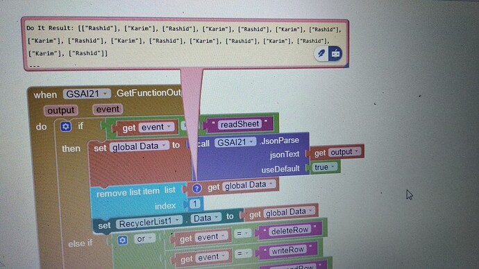 The image shows a programming interface with block-based code, including nested loops and conditional blocks, displayed on a computer screen. (Captioned by AI)