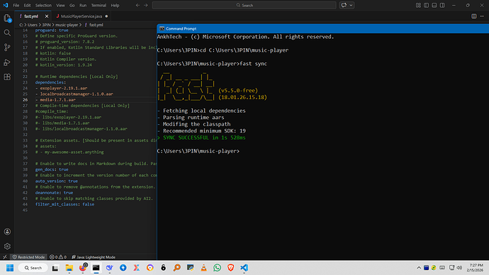 A split-screen view showing a Visual Studio Code editor on the left with JavaScript code for a simple quiz game, and a Windows terminal on the right running a Node.js script with output from the quiz game. (Captioned by AI)