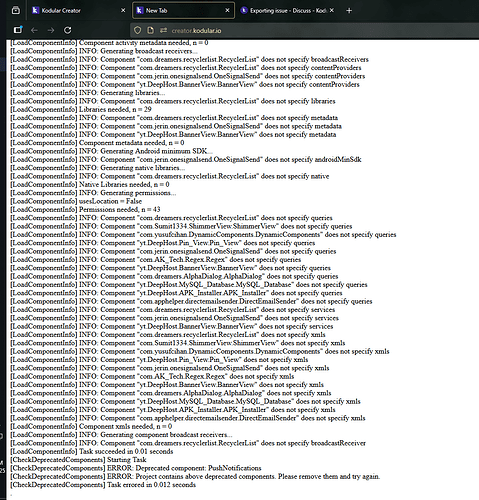 A computer screen displays a detailed log of errors and warnings from a software compilation process, listing multiple issues and unresolved symbols. (Captioned by AI)