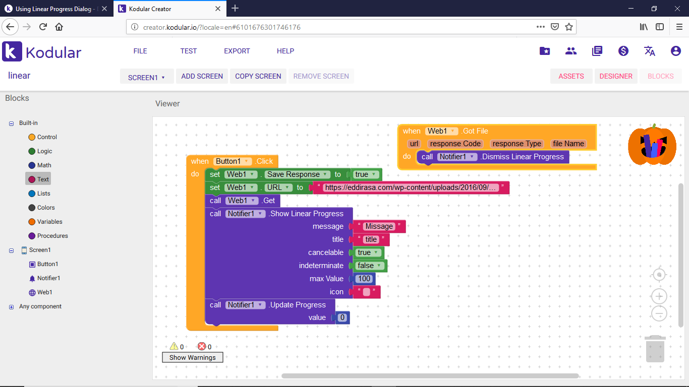 Using Linear Progress Dialog - Discuss - Kodular Community