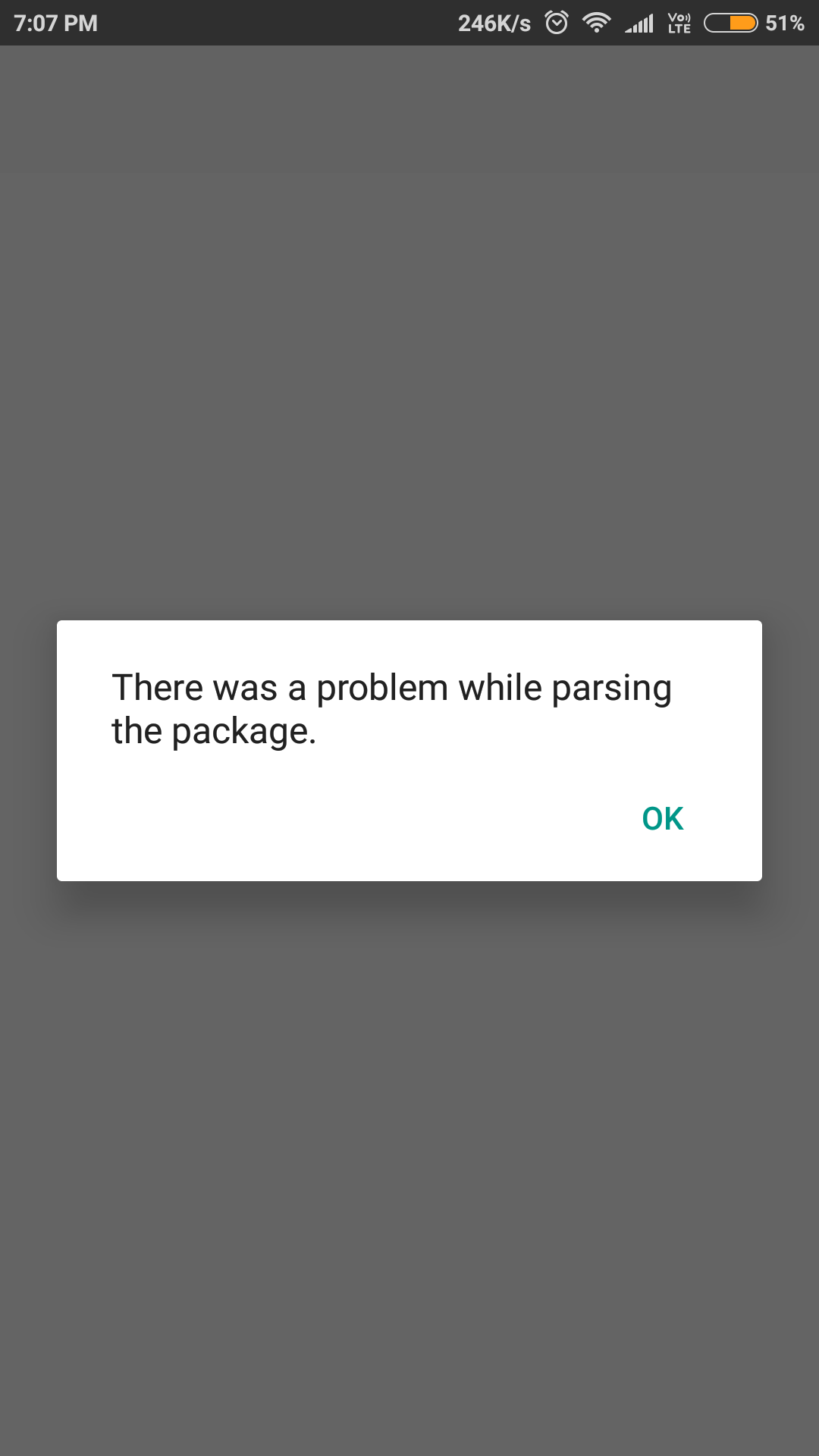 There was a problem while parsing the package After using Activity ...