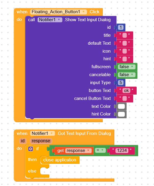Close application with pincode - Discuss - Kodular Community
