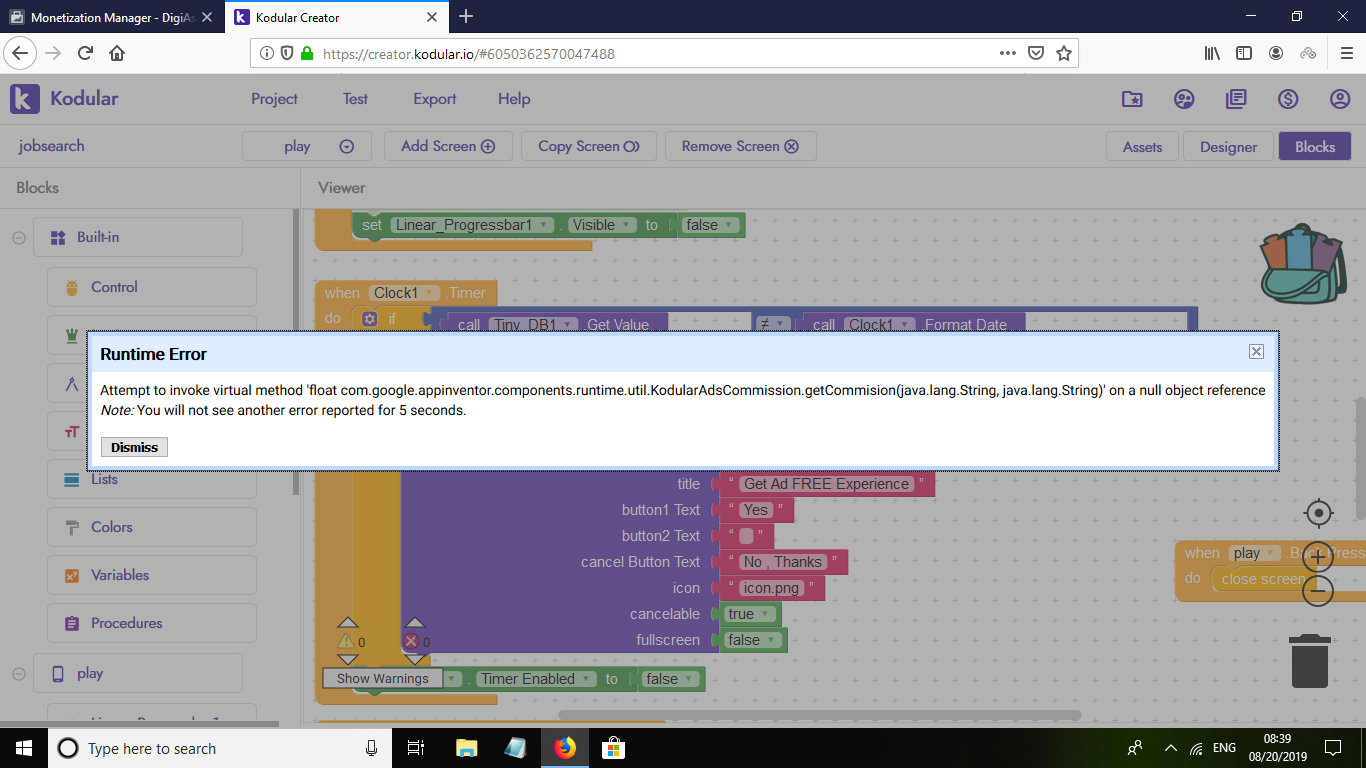 Bug in the ad commition system - Bugs - Kodular Community
