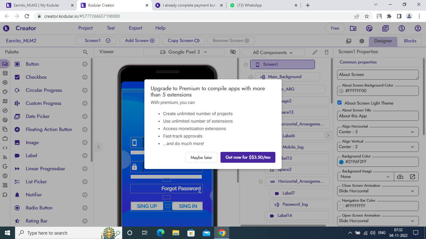 Hlo I am already purchase kodular premium but i not able to convert apk ...