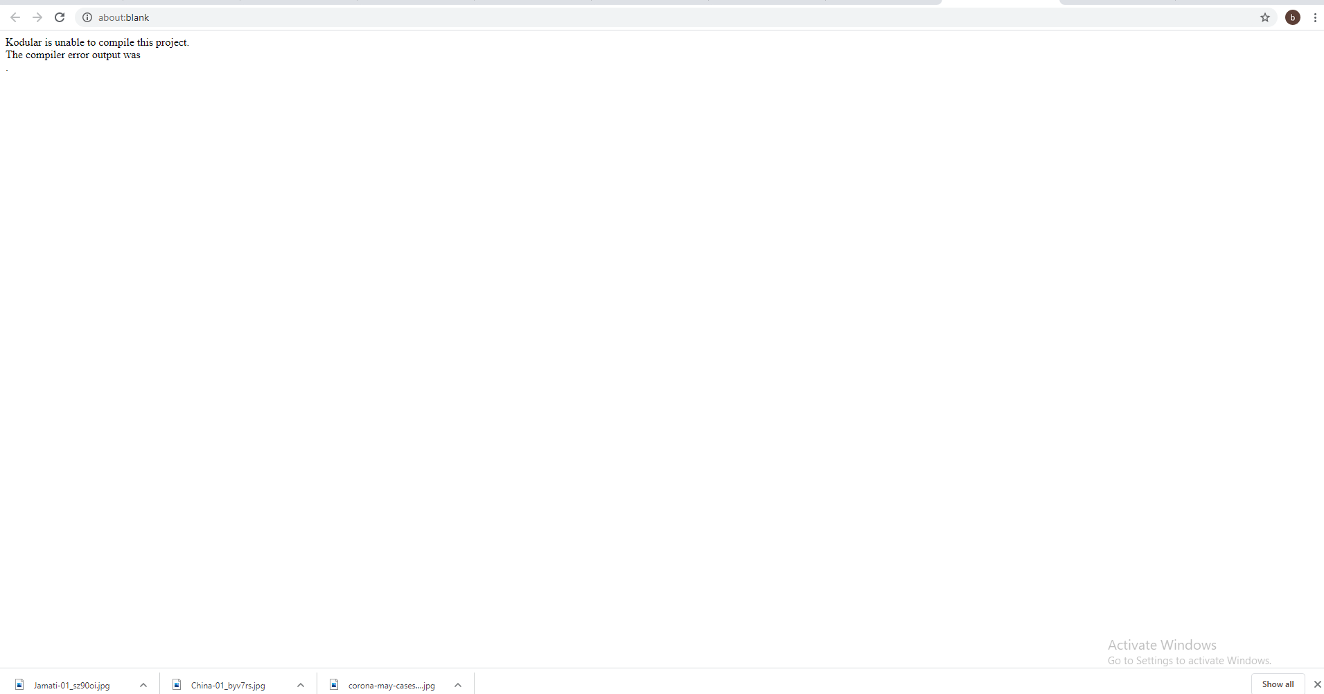 Kodular is unable to compile this project. The compiler error output ...