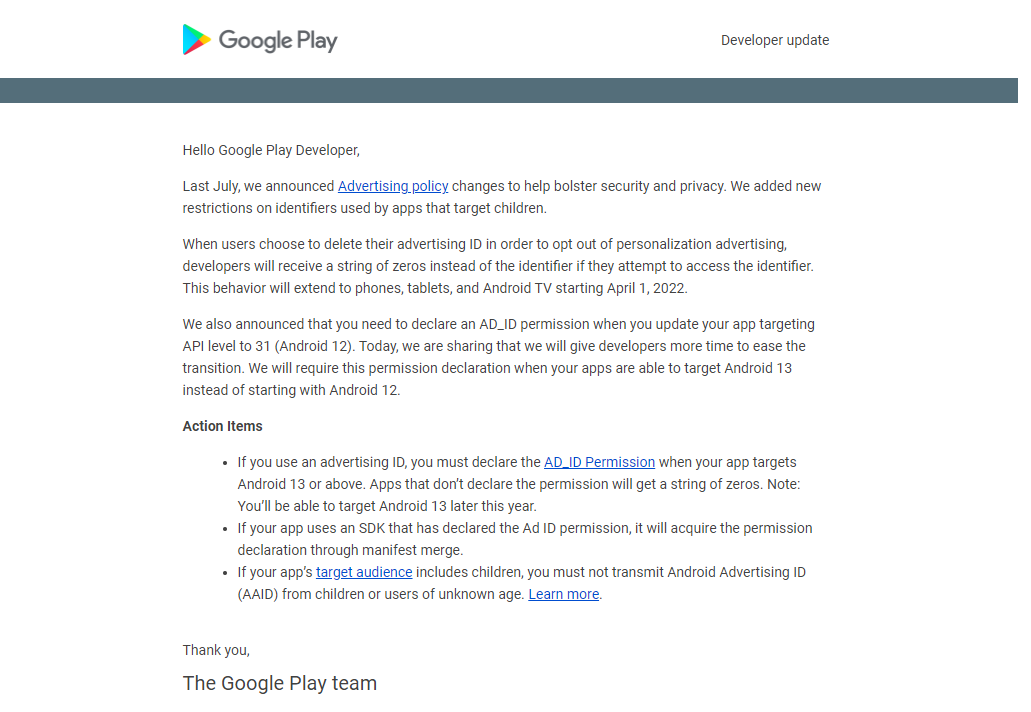 Key GMA SDK updates to support Google Play and Android changes ...