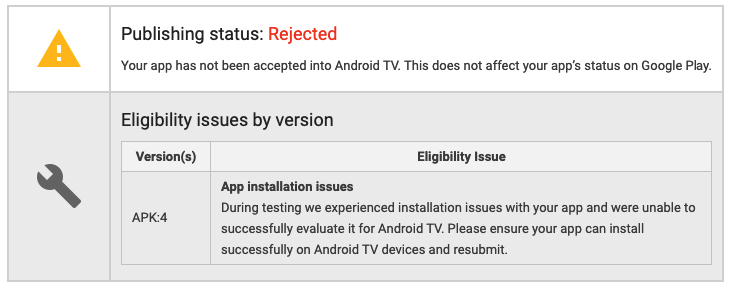 Google Play rejected my app for Android TV - Discuss - Kodular Community