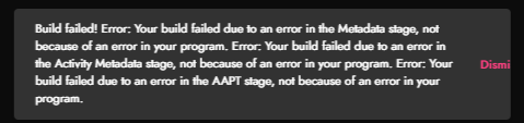 AAPT execution failed, error in Activity Metadata stage - Discuss ...