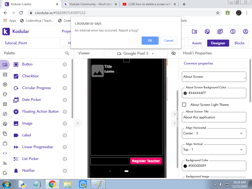 Problem While deleting or opening a screen - Discuss - Kodular Community