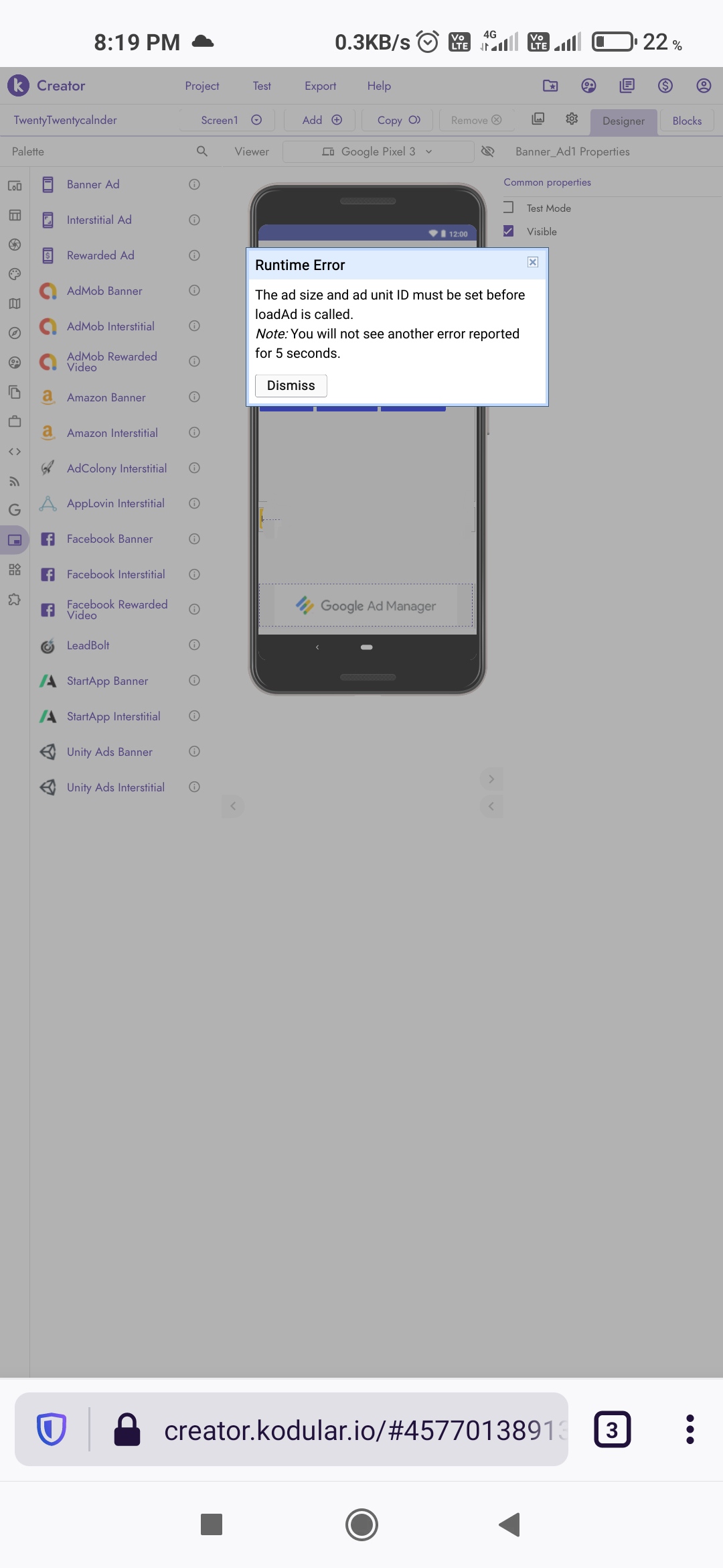 After fenix update banner ads showing half screen - Discuss - Kodular ...