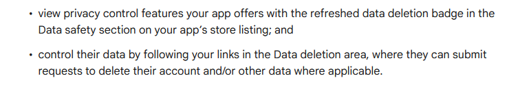 Regarding User Data Deletion Policy in Google Play Console - Discuss ...