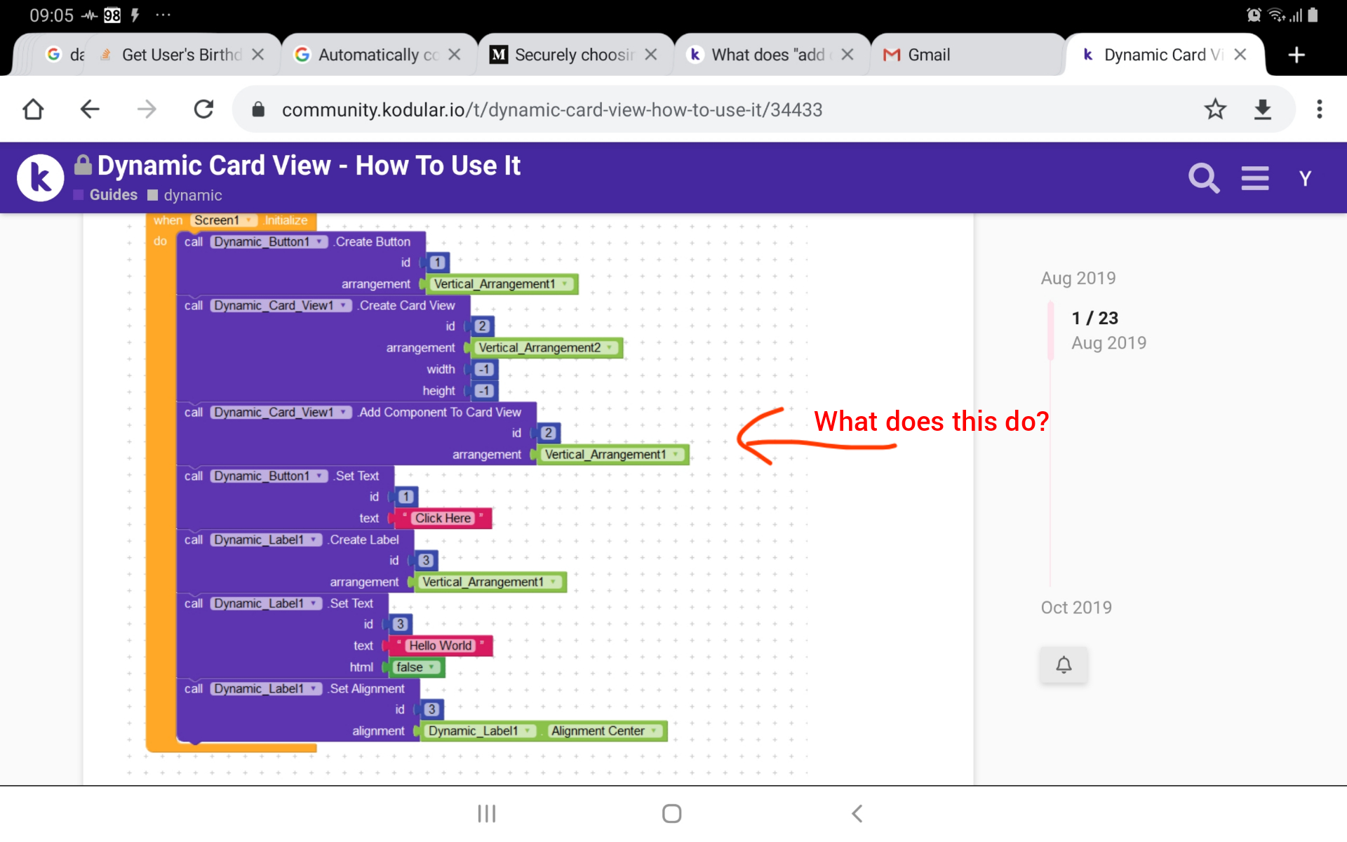 What does "add component to card view" of dynamic components do ...