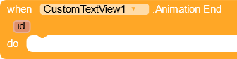 A code snippet showing an event handler for the end of an animation on a CustomTextView component. (Captioned by AI)