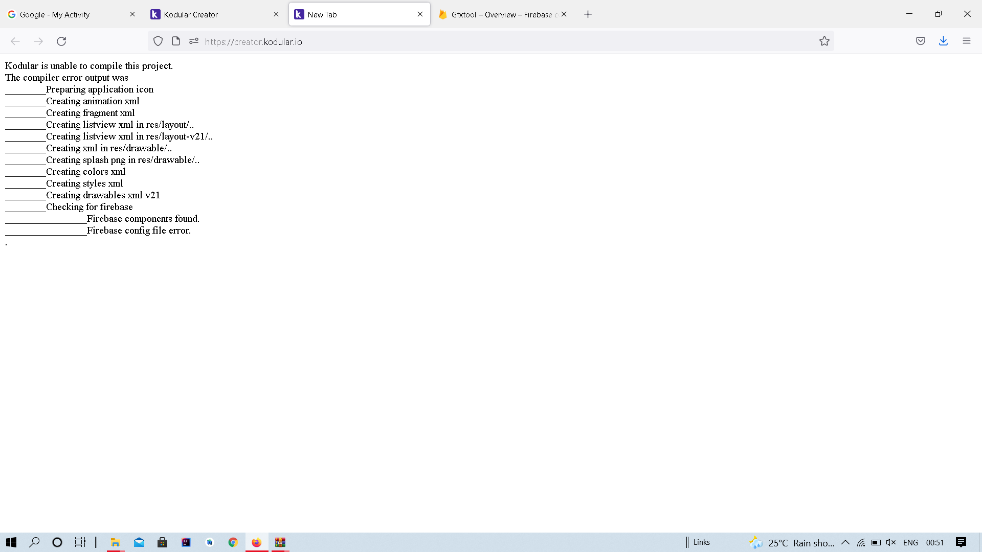 Build fail while apk, firebase config file error - Discuss - Kodular ...