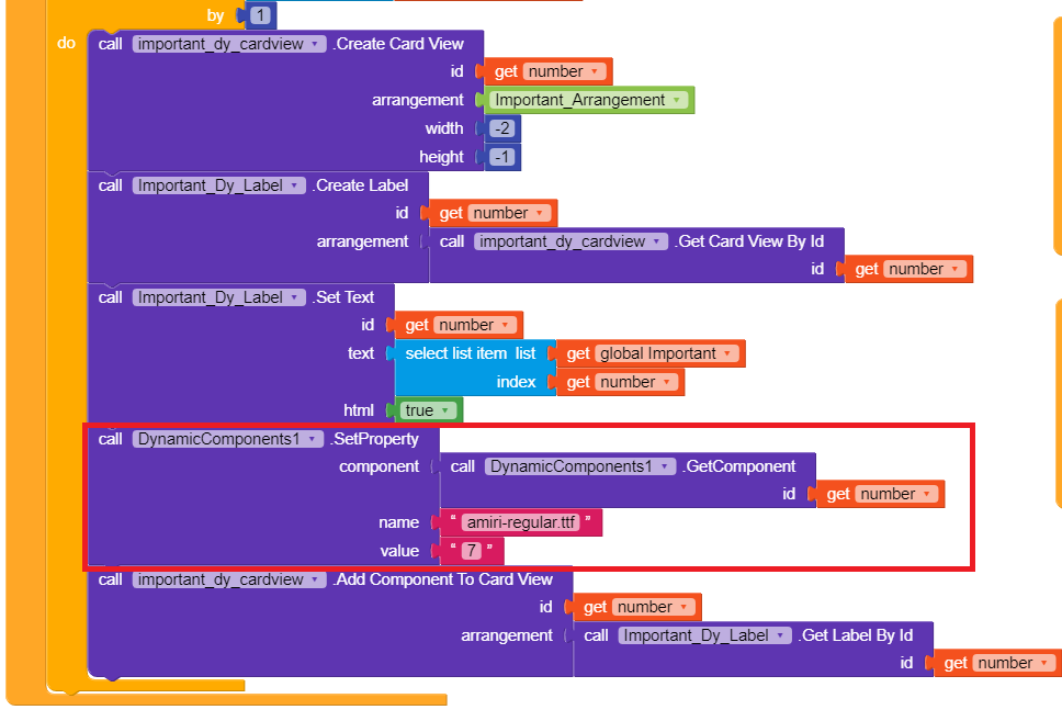How to change font type of a label and button in dynamic component ...